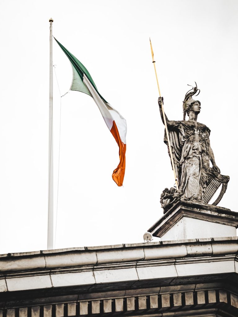 a flag on a building